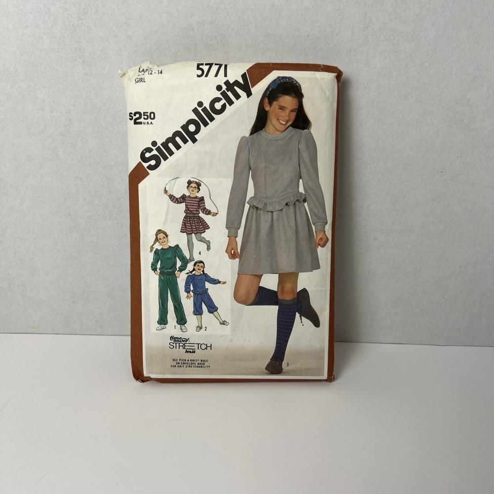 Simplicity sewing pattern‎ #5771 girls pant, knicker, mini skirt, pullover tops